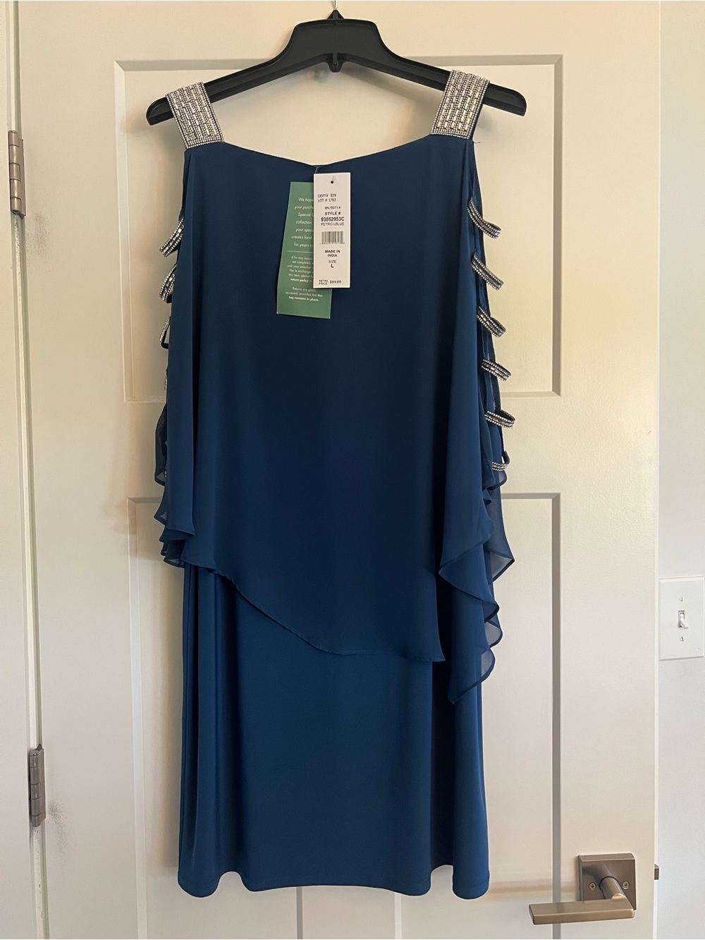 MSK Teal Blue Embellished Strap Layered Dress